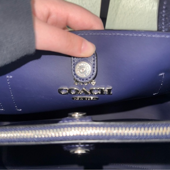 COACH Avenue Tote / Carry-All Shoulder Bag F48734 - Metallic Blue Navy EUC - Picture 8 of 8